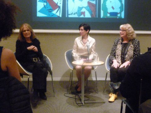 Right to Left, Gloria Steinem, Marianne Lamonaca, and Barbara Nessim. Photo Credit Edward Rubin